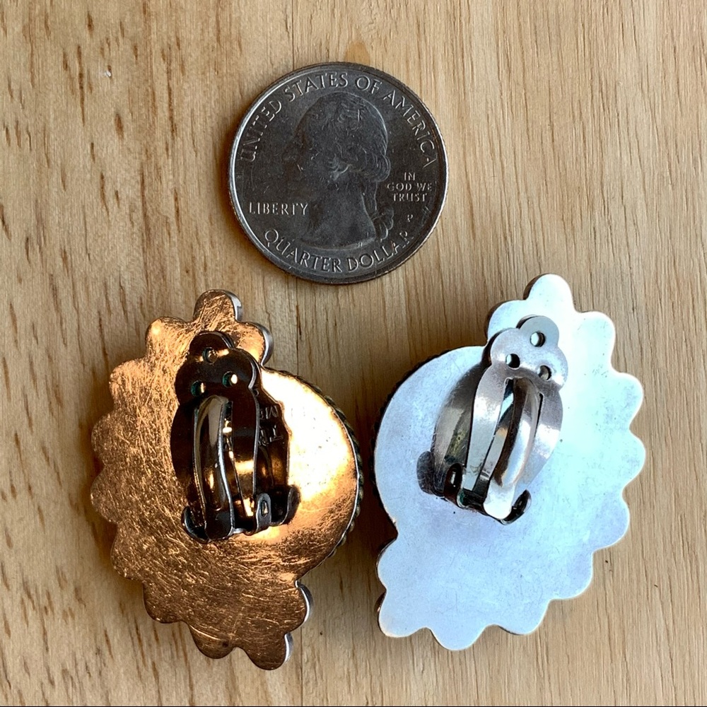 Taxco Sterling Silver Star Burst Clip Earrings - Picture 7 of 7